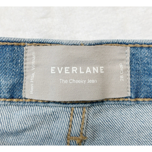 EVERLANE The Original Cheeky Cropped Jean High Rise Stretch Raw Hem Sz 28 - Picture 10 of 11
